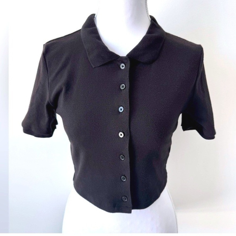 Sunday Best Cropped Polo Top Black Aritzia‎ Sz M